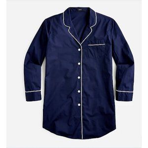 J Crew $80 Womens  Navy Blue End On End Cotton Nightshirt Size Small AY704